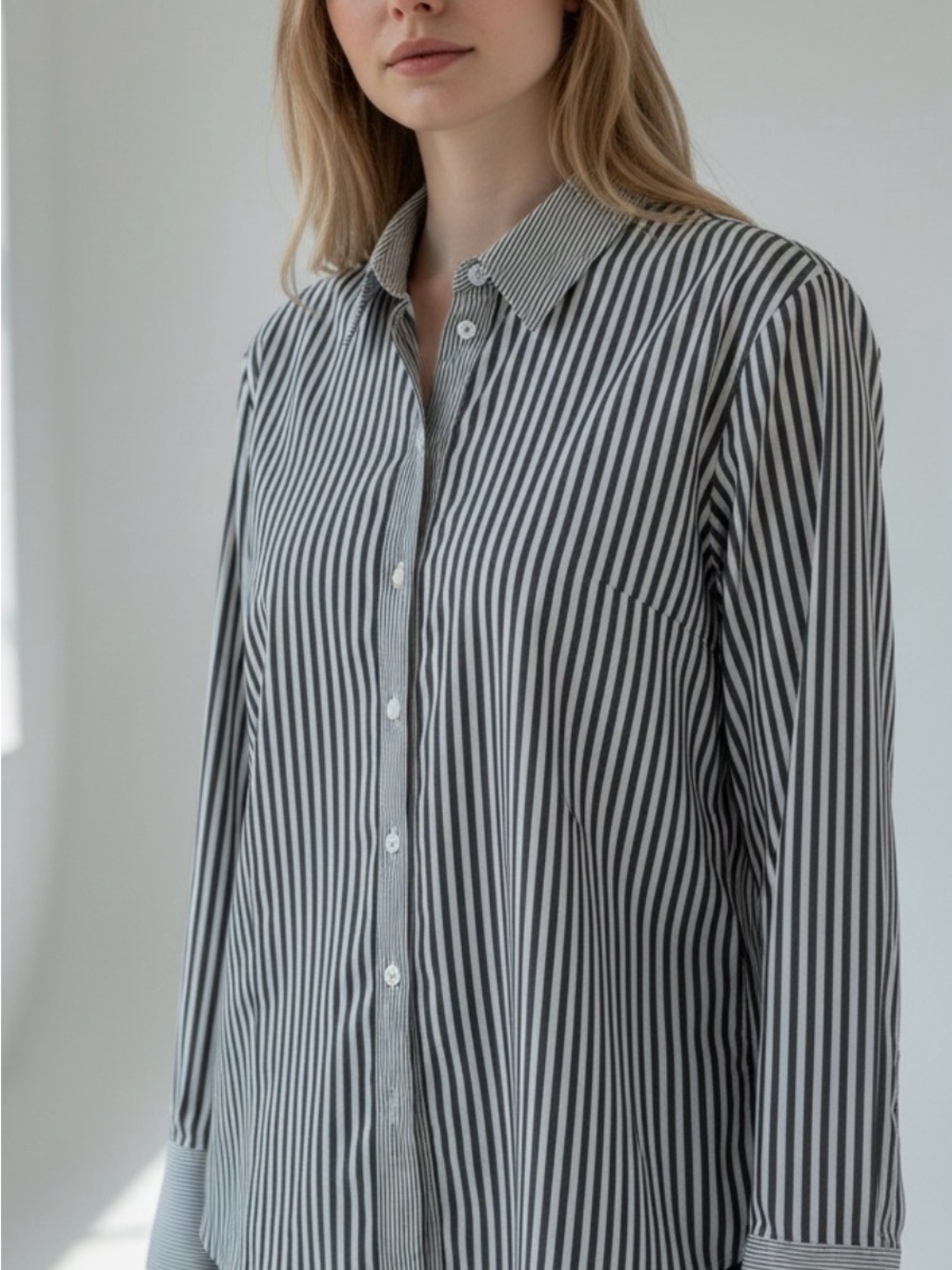Chico's No Iron Vertical Stripe Button-Front Blouse
